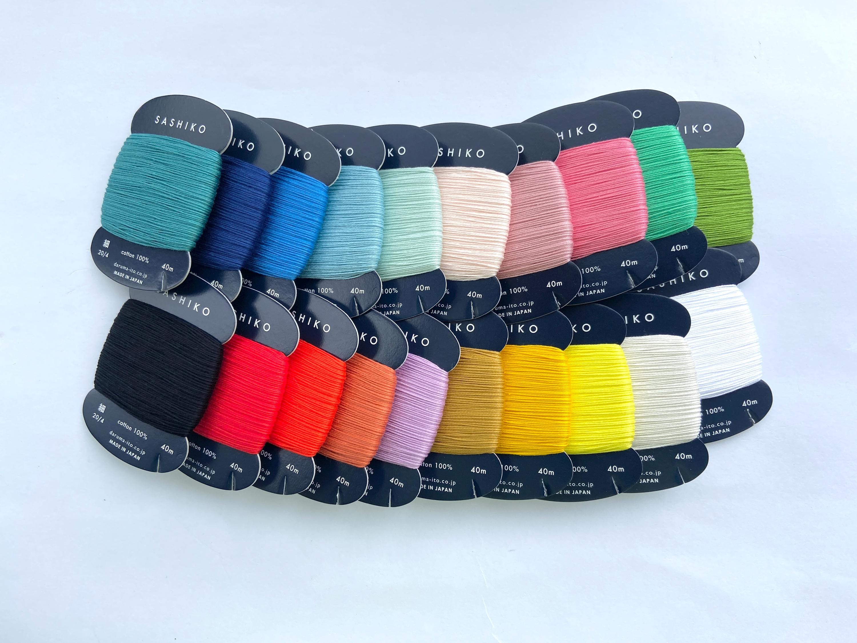 Daruma Sashiko Thread 40m | 100% Cotton Japanese Hand Embroidery & Stitching Thread | 20 Colors | Boro Visible Mending | Made in Japan