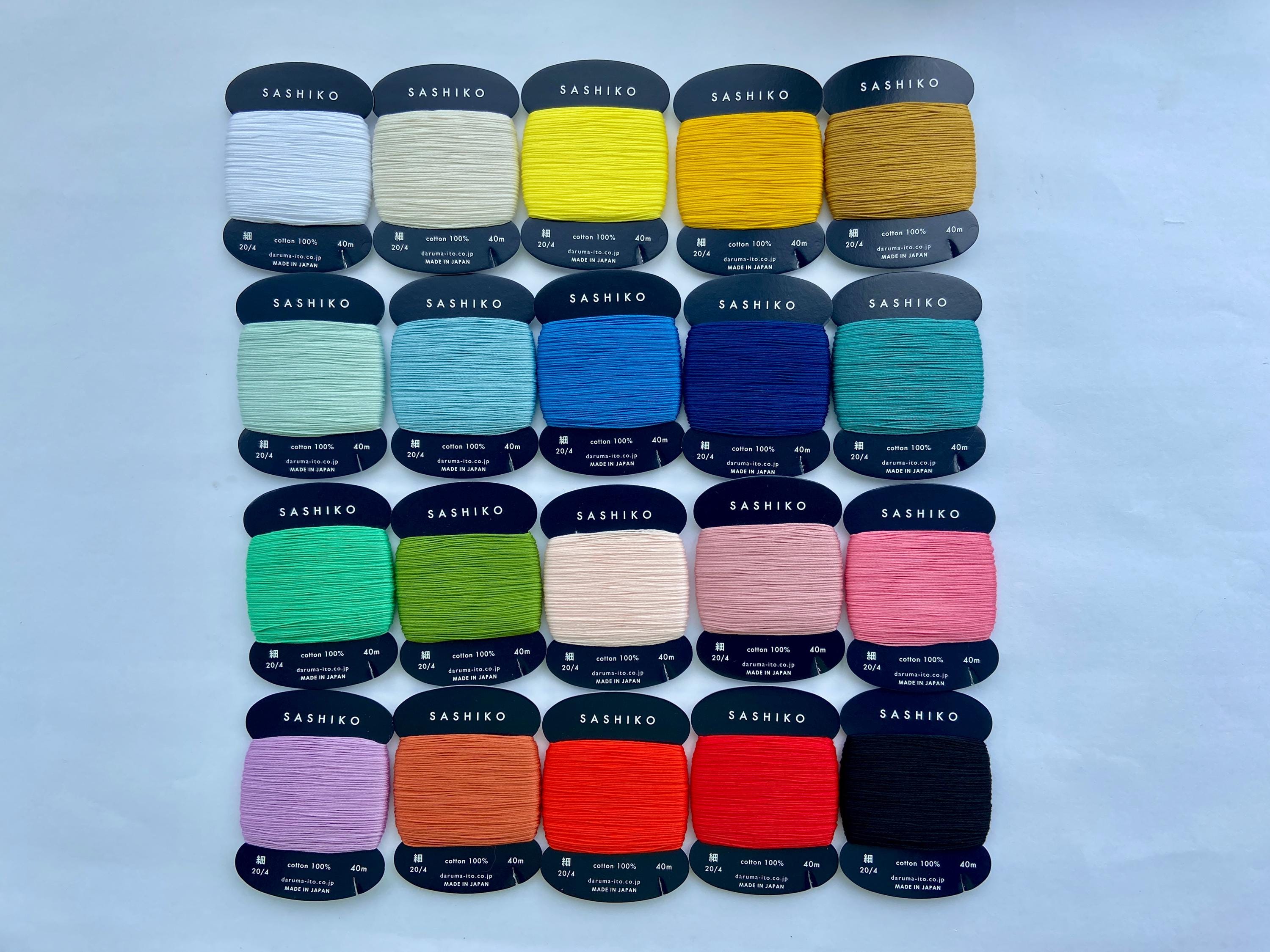 Daruma Sashiko Thread 40m | 100% Cotton Japanese Hand Embroidery & Stitching Thread | 20 Colors | Boro Visible Mending | Made in Japan