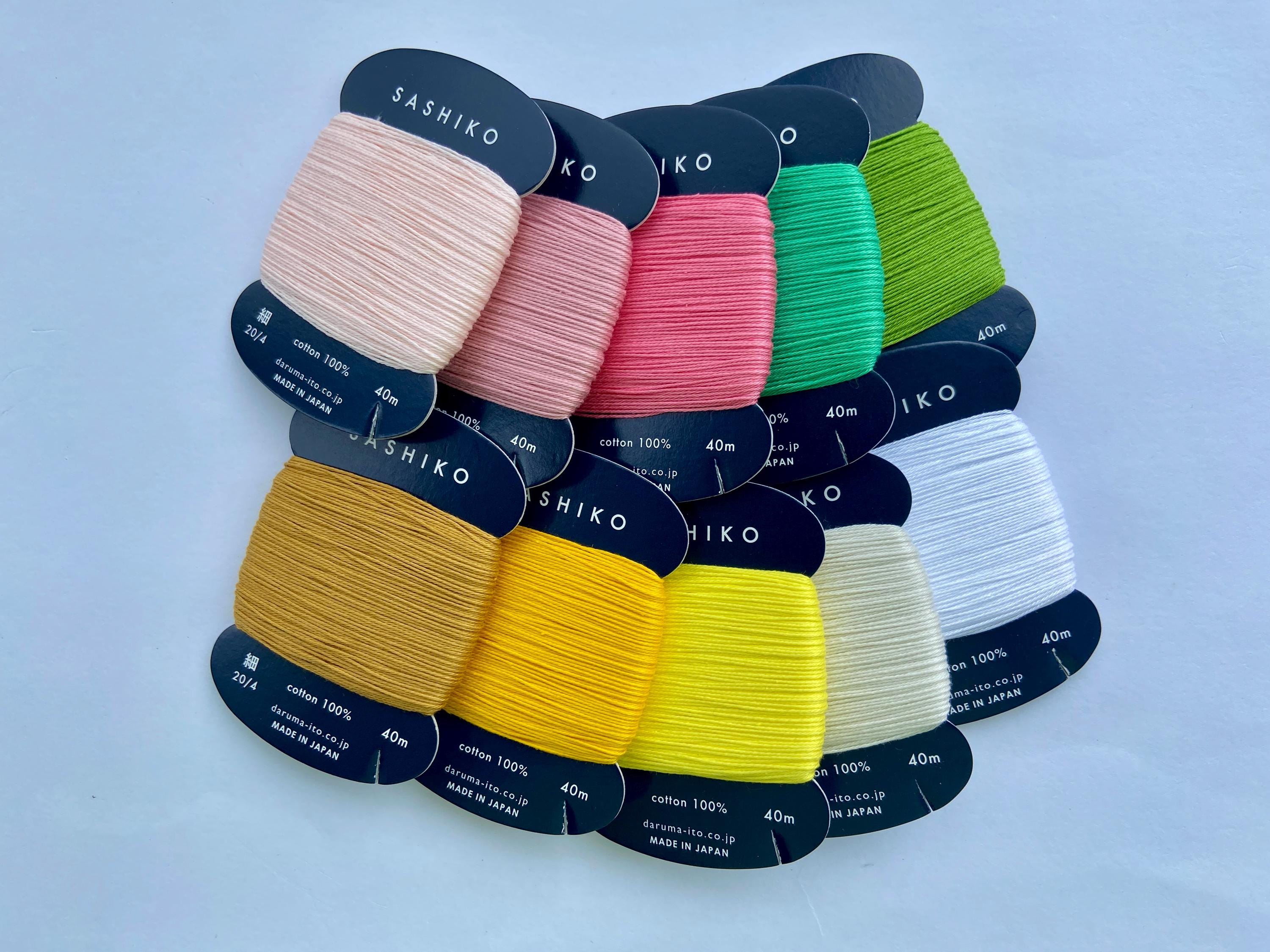 Daruma Sashiko Thread 40m | 100% Cotton Japanese Hand Embroidery & Stitching Thread | 20 Colors | Boro Visible Mending | Made in Japan