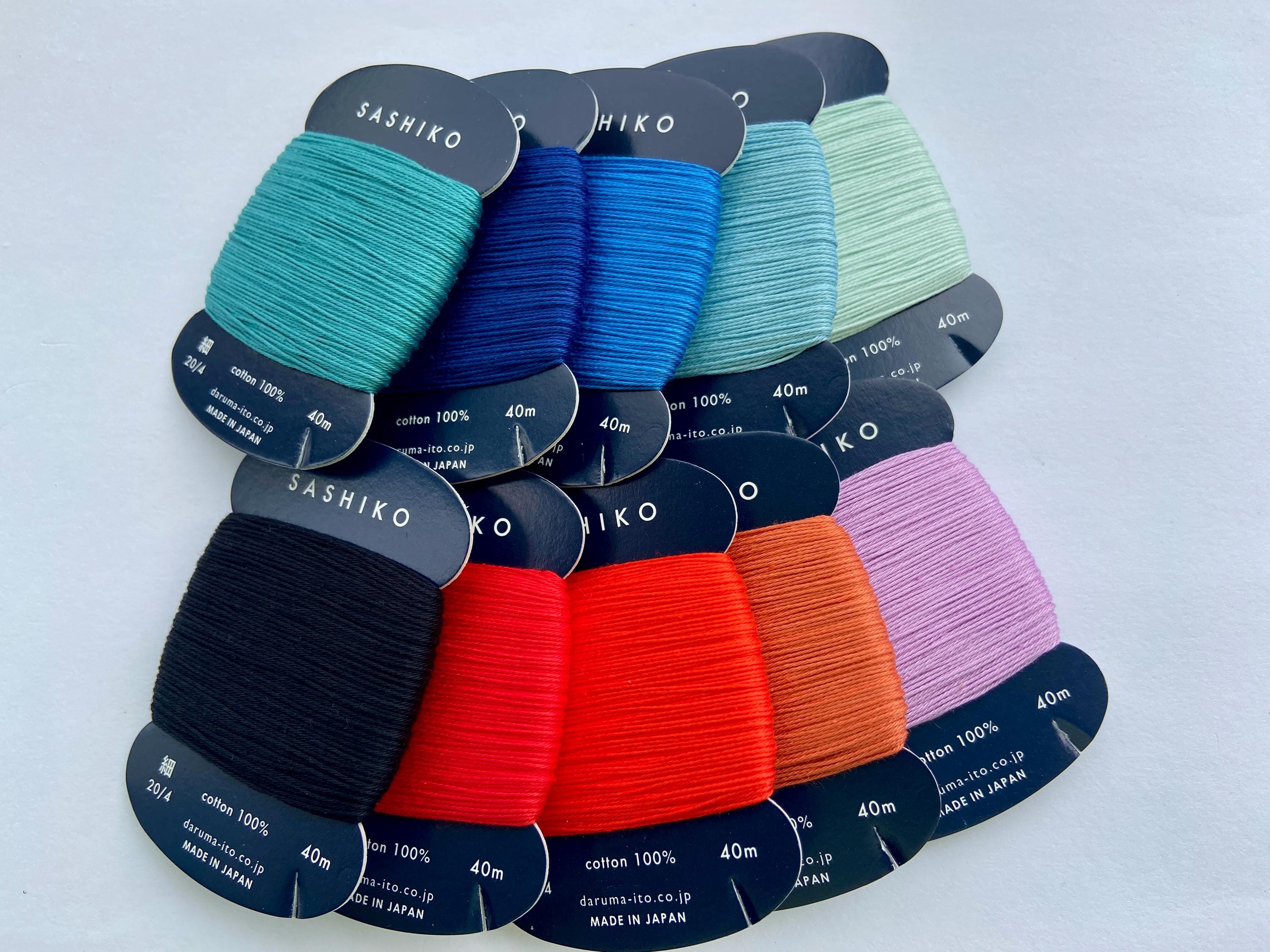 Daruma Sashiko Thread 40m | 100% Cotton Japanese Hand Embroidery & Stitching Thread | 20 Colors | Boro Visible Mending | Made in Japan