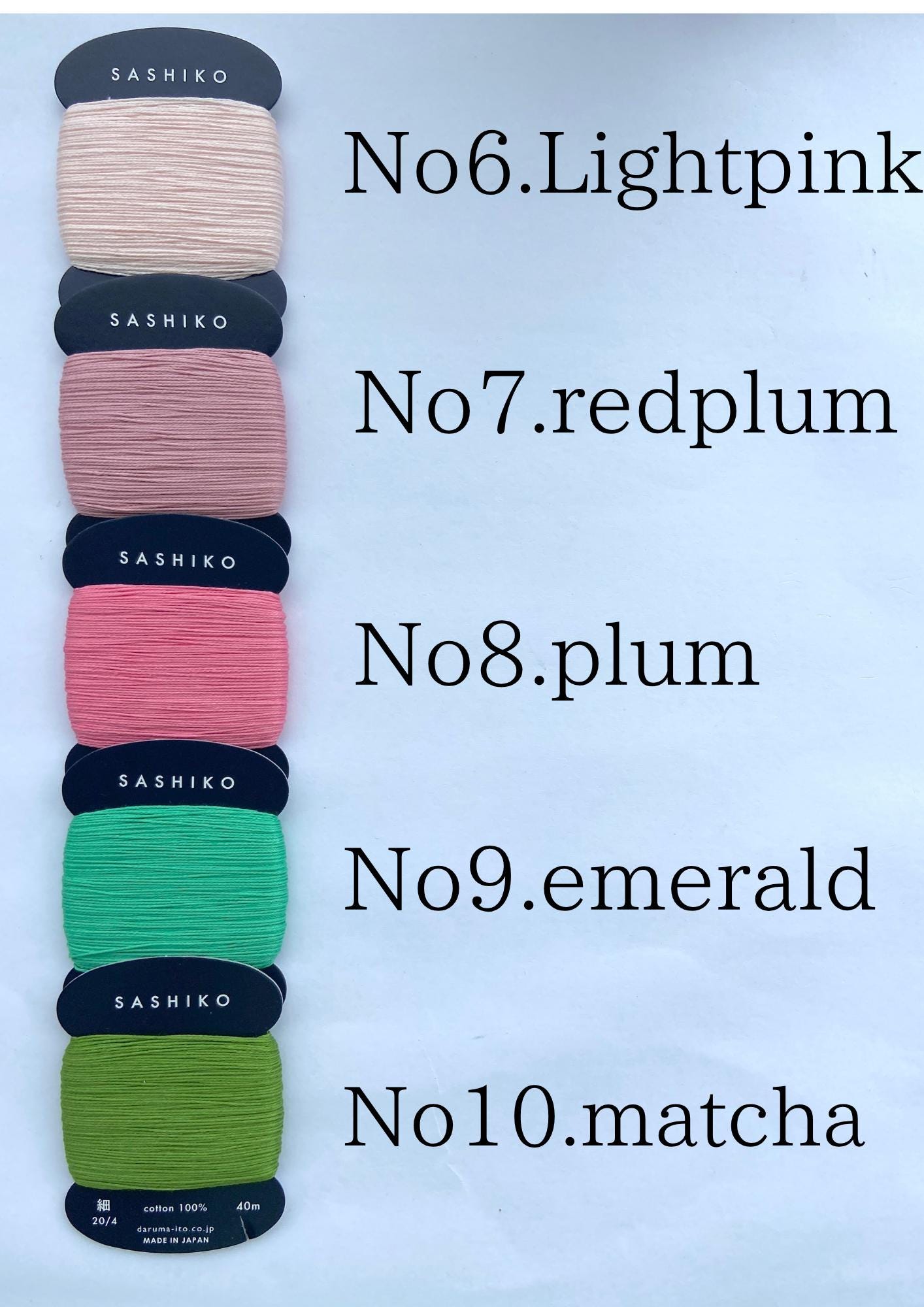 Daruma Sashiko Thread 40m | 100% Cotton Japanese Hand Embroidery & Stitching Thread | 20 Colors | Boro Visible Mending | Made in Japan