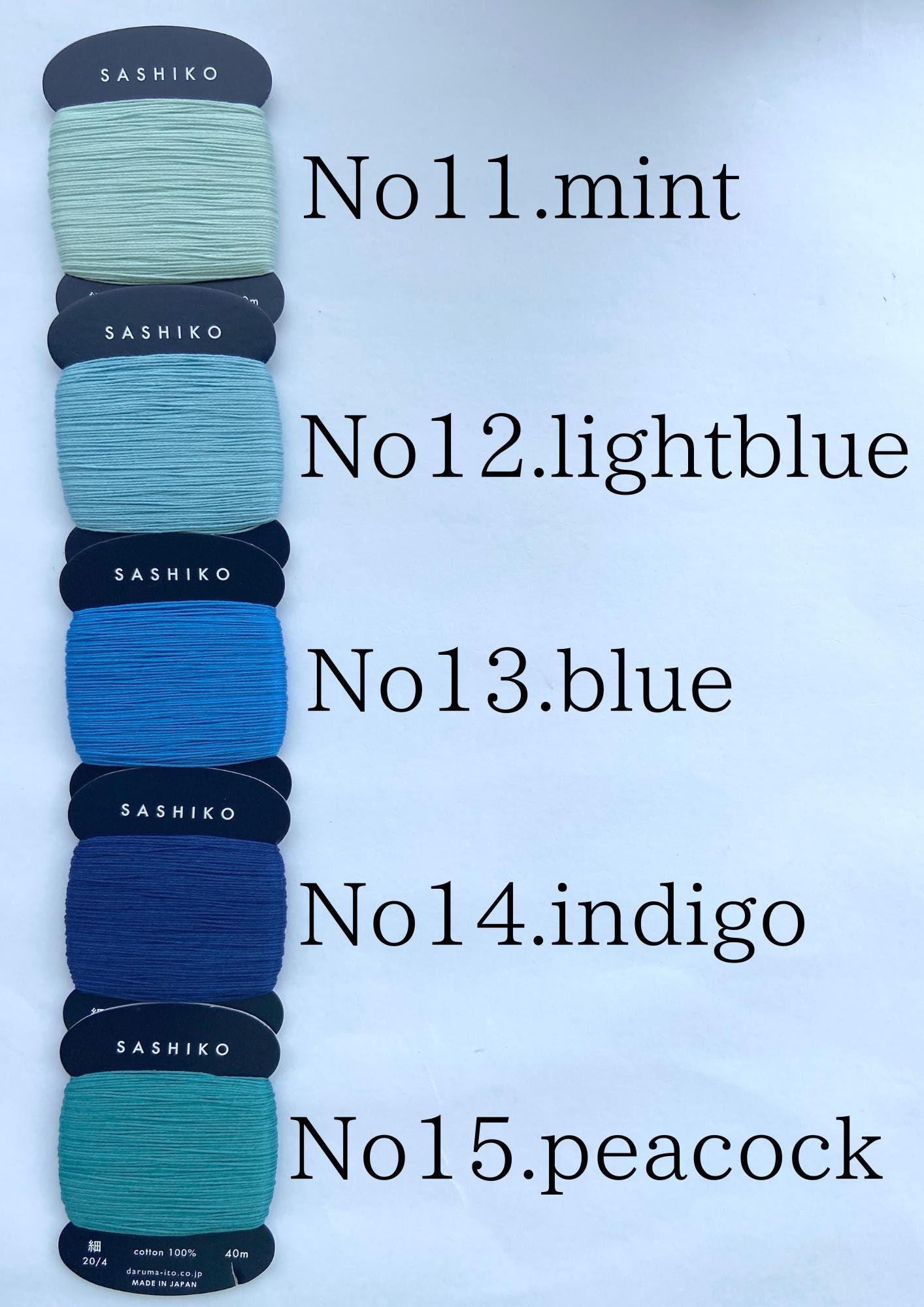 Daruma Sashiko Thread 40m | 100% Cotton Japanese Hand Embroidery & Stitching Thread | 20 Colors | Boro Visible Mending | Made in Japan