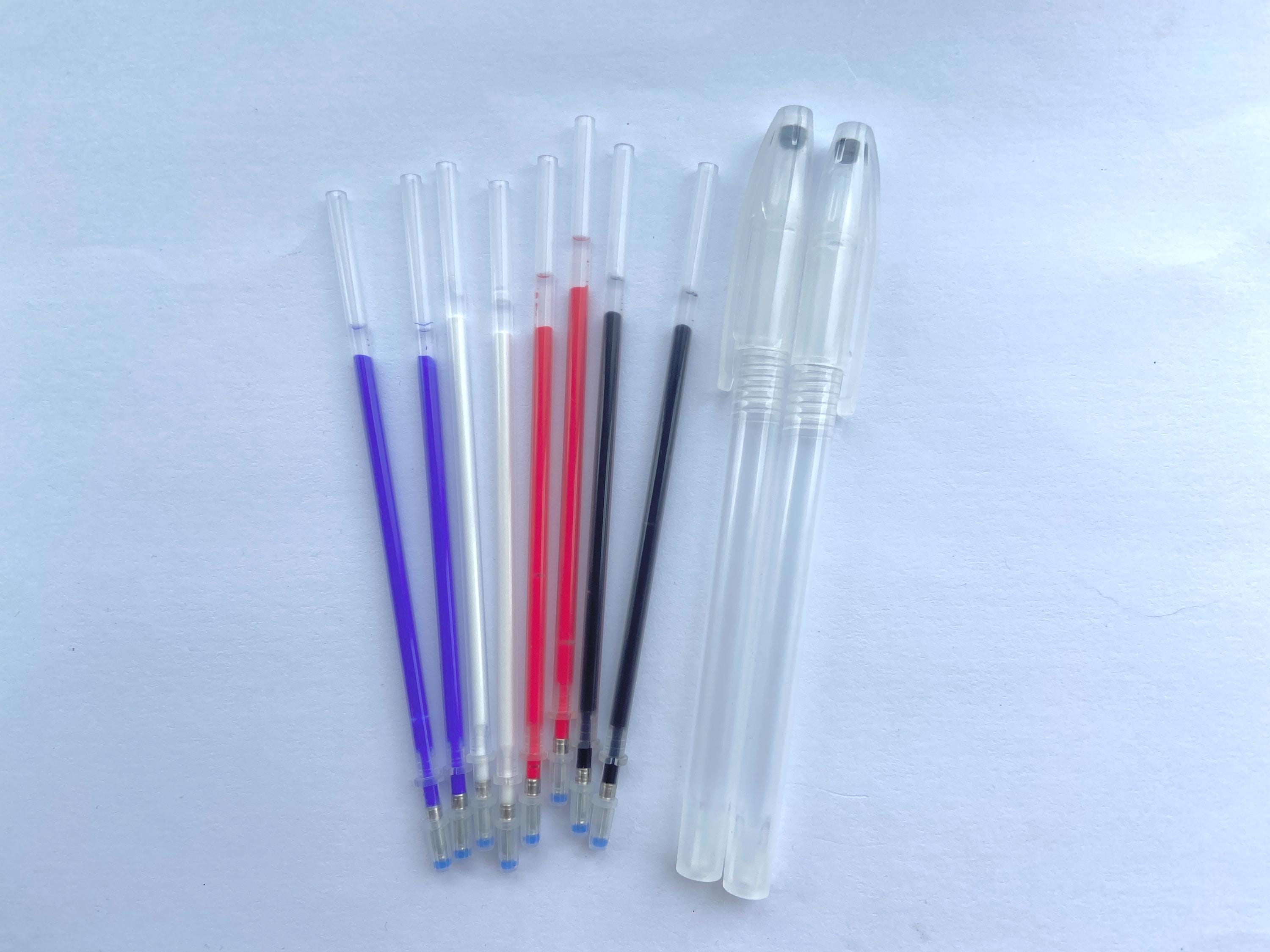 Heat Erasable Fabric Marking Pen Set | 2 Pens + 8 Refills (4 Colors) | Sashiko Quilting Sewing Marker | Iron Away Pattern Pen