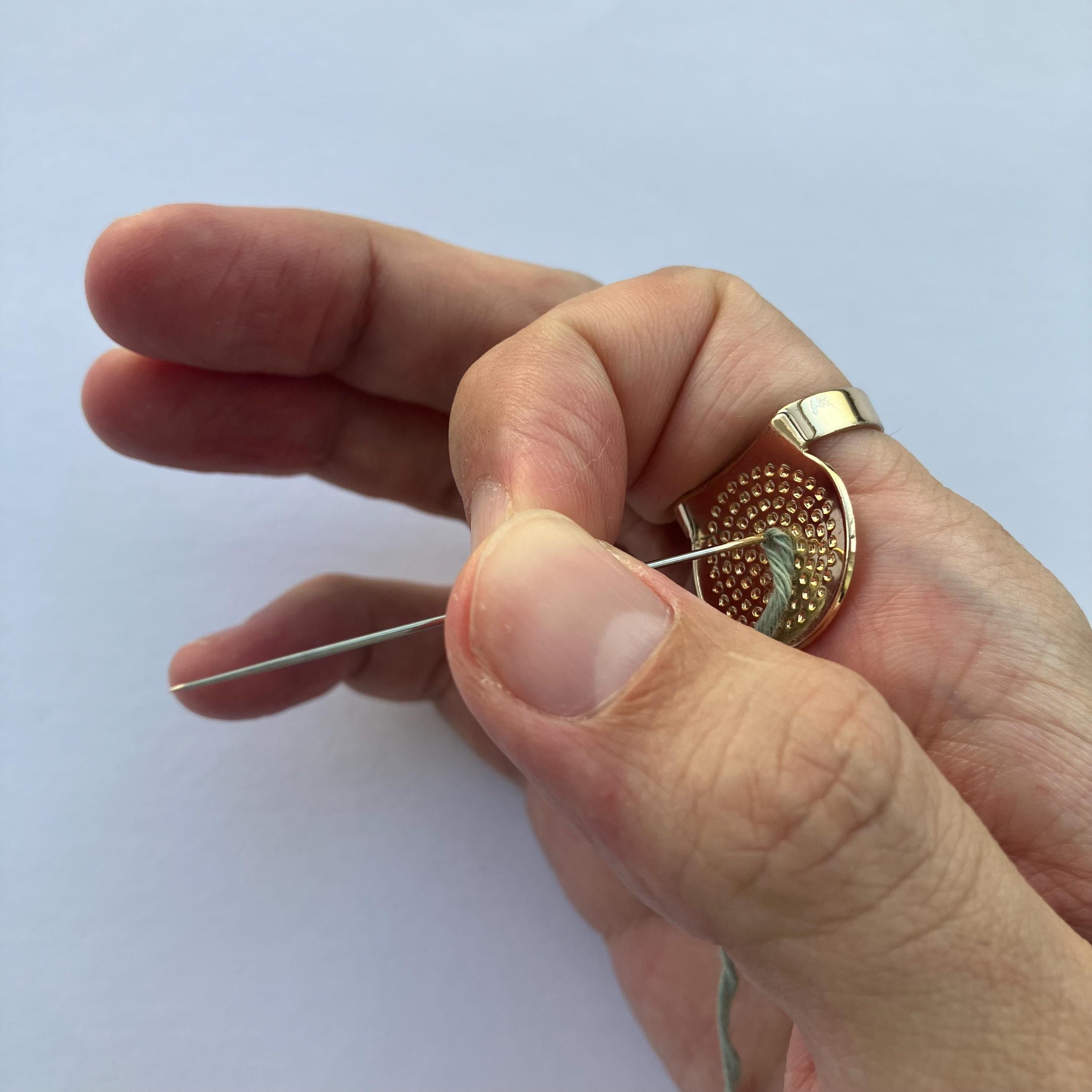 Japanese Palm Thimble for Sashiko | Brass Coin Thimble with Adjustable Ring | Hand Embroidery Tool for Long Needle | Made in Japan Style