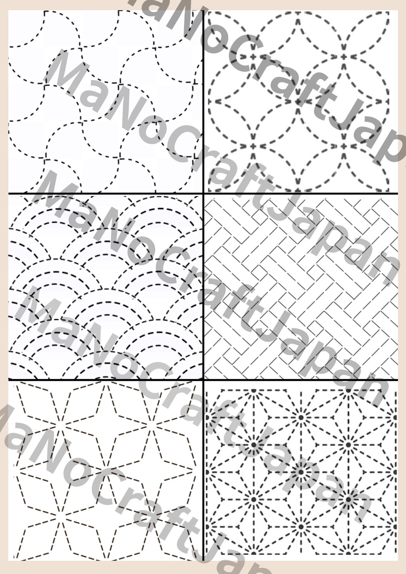 Moyo-zashi Sashiko Pattern Book | 6 Japanese Embroidery Designs (PDF Download)