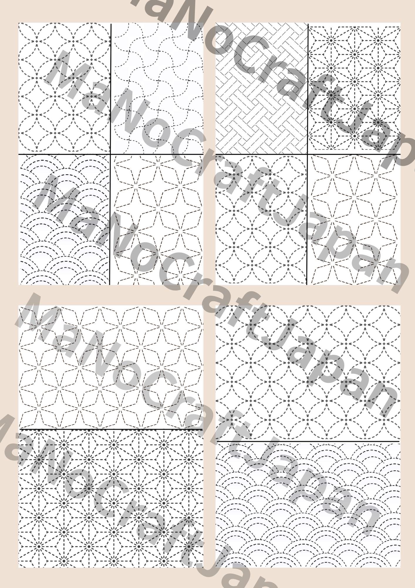 Moyo-zashi Sashiko Pattern Book | 6 Japanese Embroidery Designs (PDF Download)