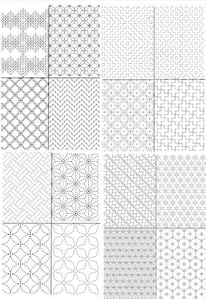 Sashiko Pattern Book Bundle PDF | 32 Japanese Embroidery Designs | Hitomezashi Kuguri Moyo-zashi | 3 Books Printable Templates Download