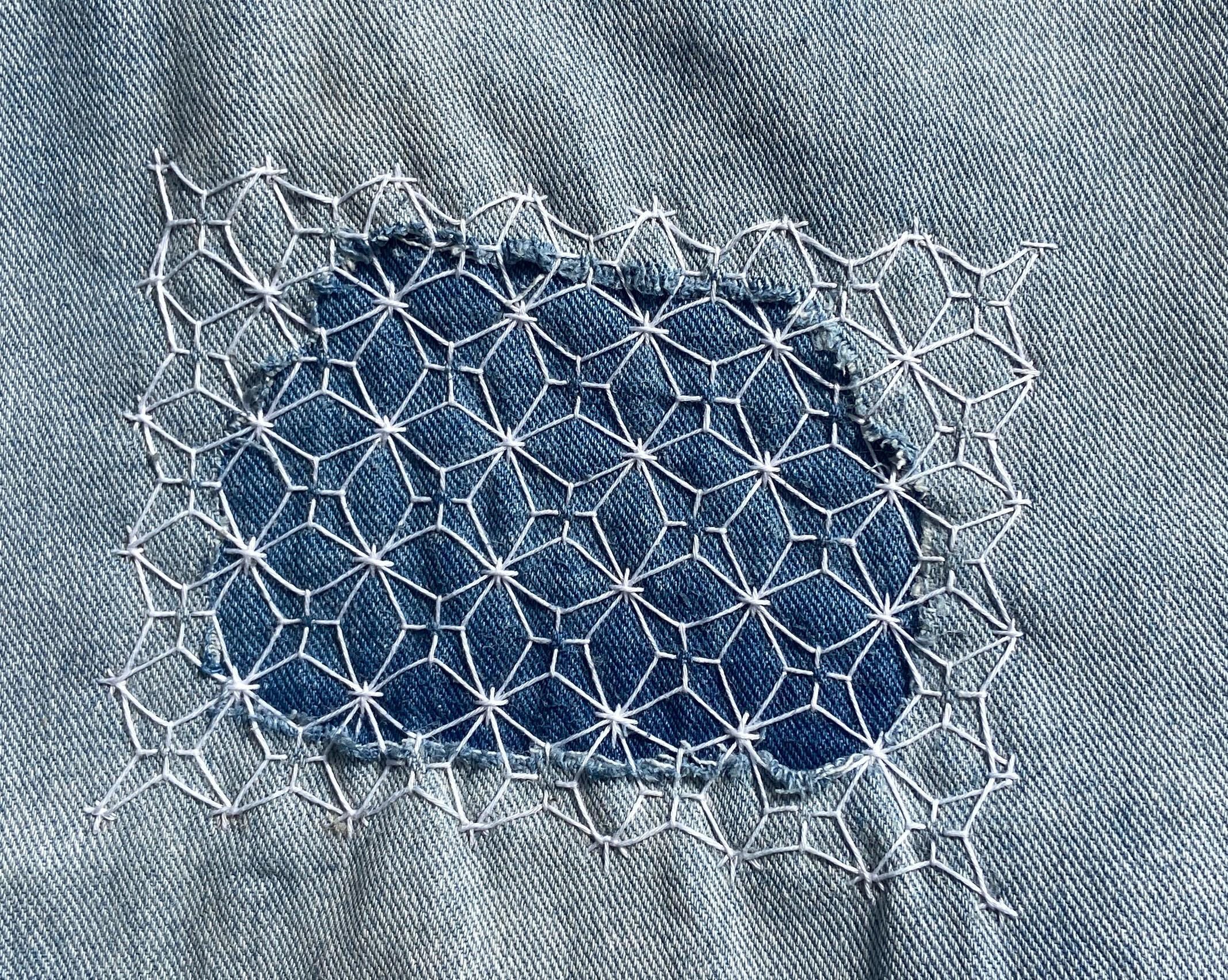 Sashiko Stick and Stitch Sheet | Kuguri-zashi Woven Pattern | Water Soluble Embroidery Transfer A4 |Peel Stick Stitch Dissolve Made in Japan