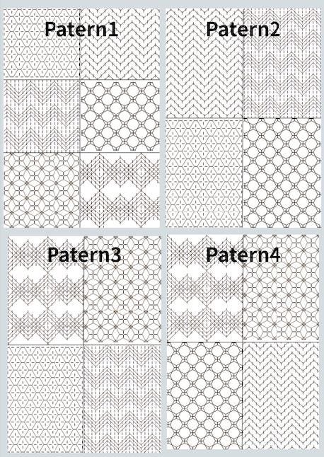 Sashiko Stick and Stitch Sheet | Kuguri-zashi Woven Pattern | Water Soluble Embroidery Transfer A4 |Peel Stick Stitch Dissolve Made in Japan