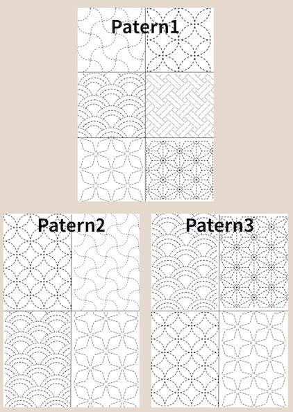 Sashiko Stick and Stitch Sheet | Moyo-zashi Pictorial Pattern | Water Soluble Embroidery Transfer A4 |Seigaiha Asanoha Shippo Made in Japan