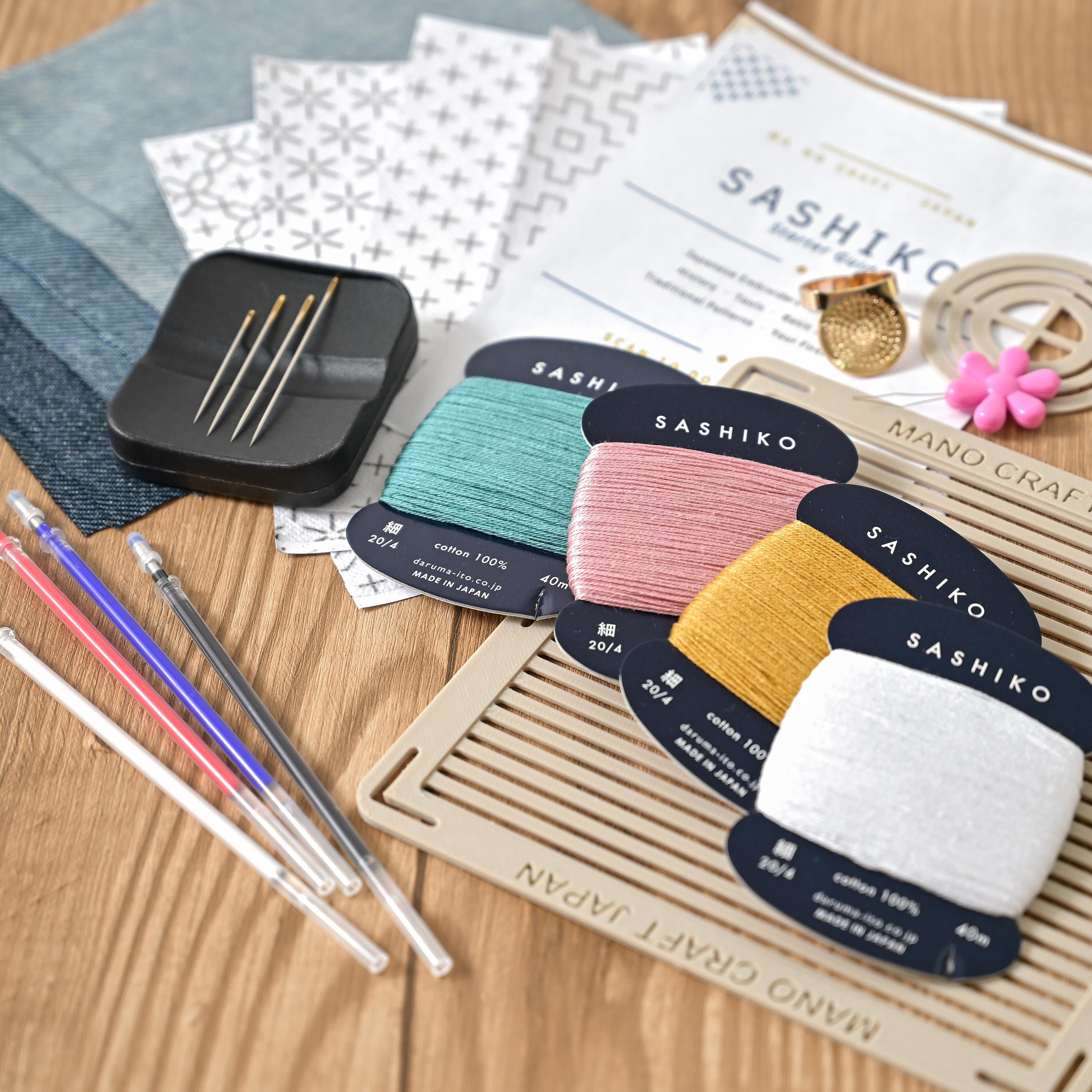Japanese Sashiko Kit: Visible Mending Embroidery Starter Set (Made in Japan)