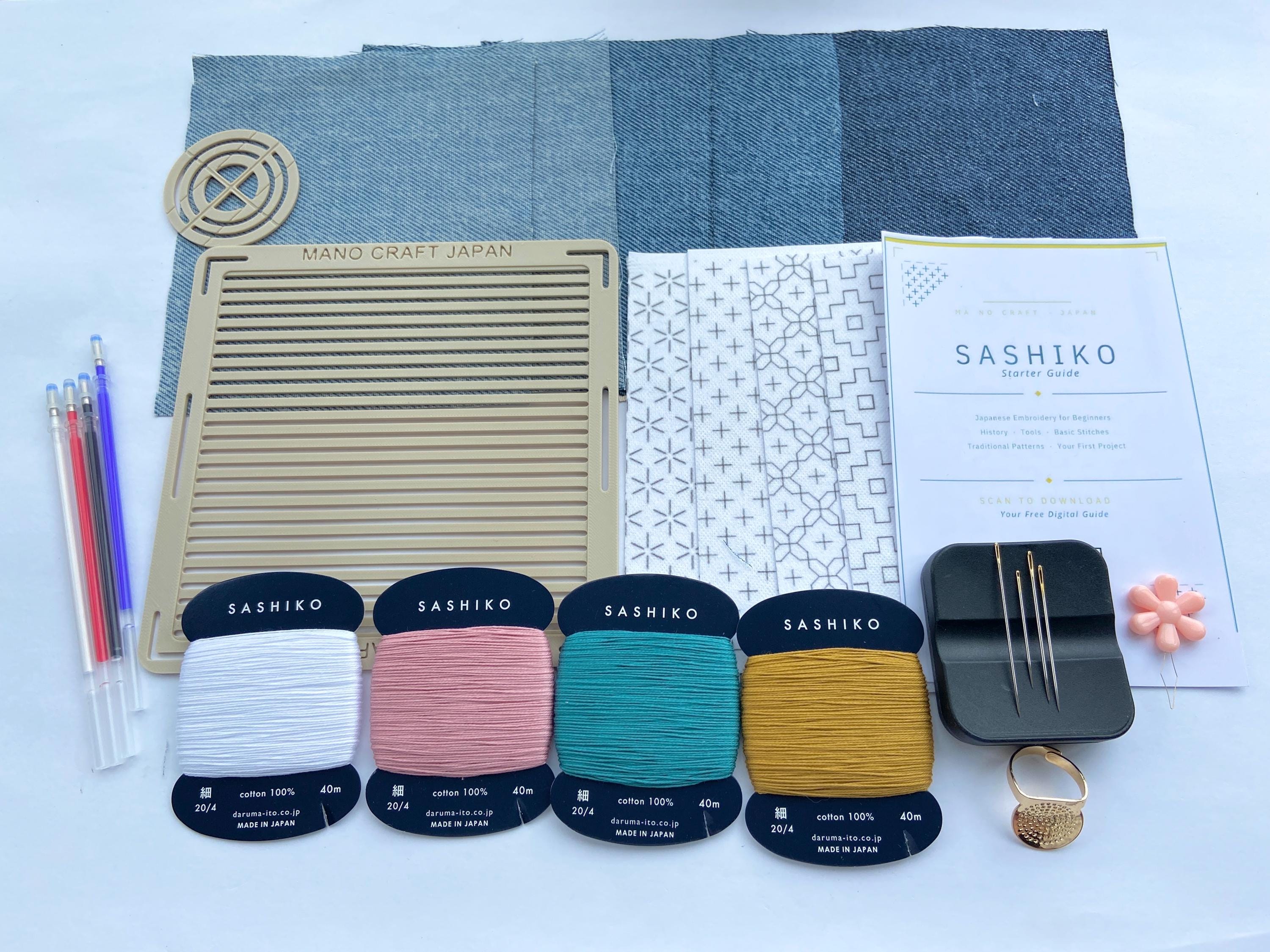 Japanese Sashiko Kit: Visible Mending Embroidery Starter Set (Made in Japan)